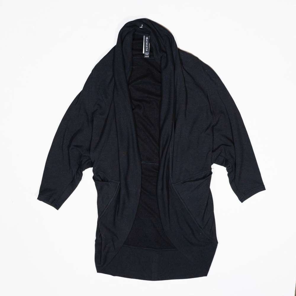 Athleta Ethereal Cocoon Wrap Ultra Soft Oversized Cardigan Sweater Black XXS